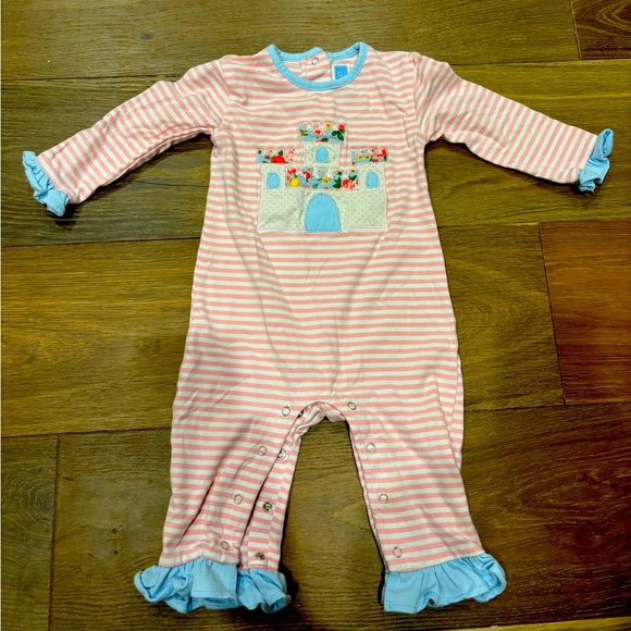Trotter St. Kids Pink Stripe Romper - 12M - Picture 1 of 5
